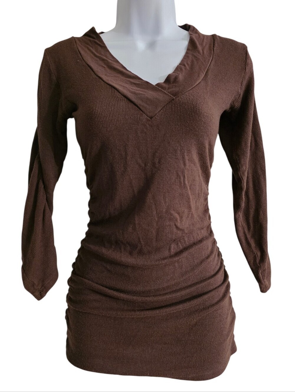 Y2K Outlooks 3/4 Sleeve Ruched Shirt- M
